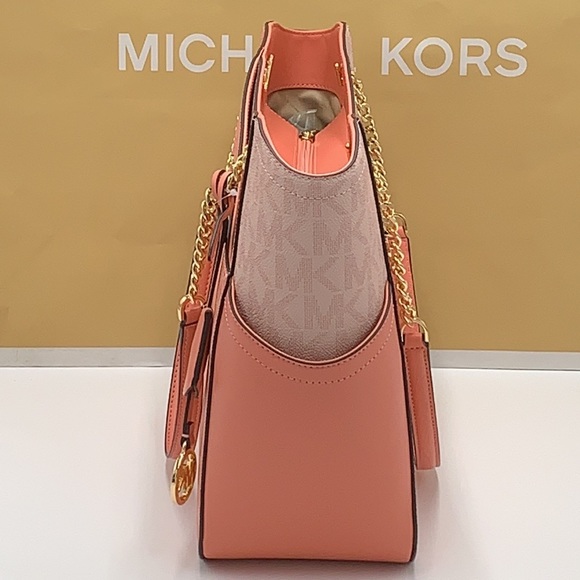 MICHAEL KORS LARGE X CHAIN SHOULDER TOTE BAG SHERBERT MULTI COLOR - Picture 6 of 15